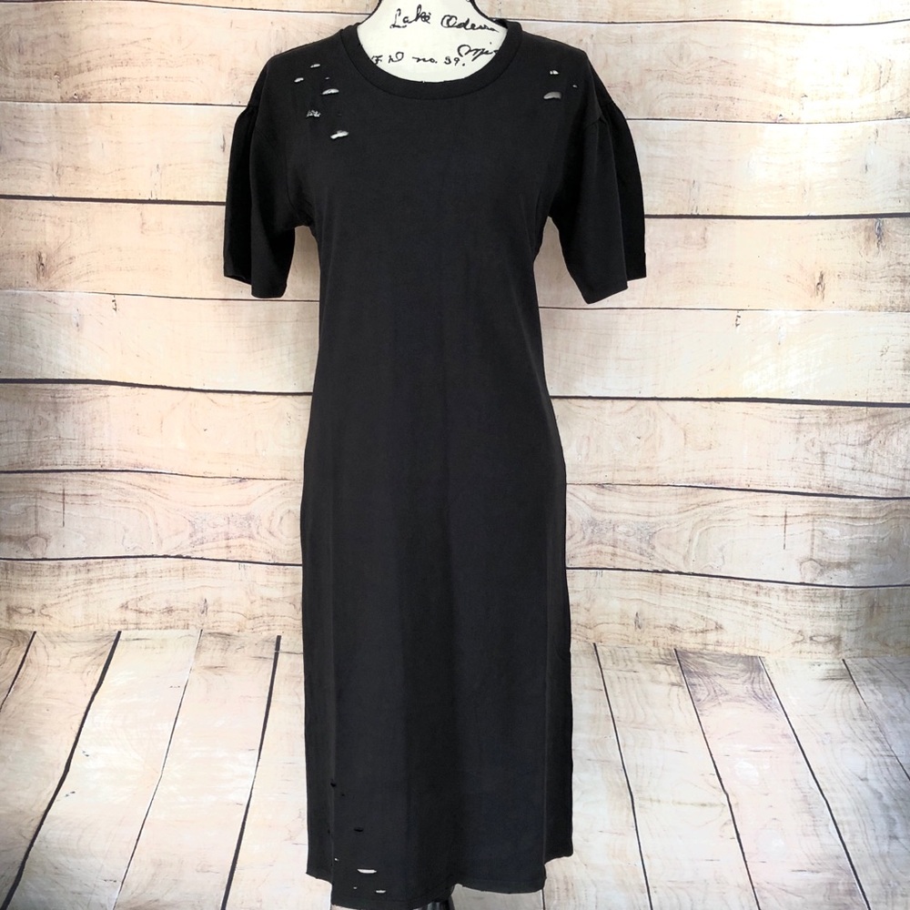 Abound Distressed Black Midi Dress Size L - Picture 5 of 14